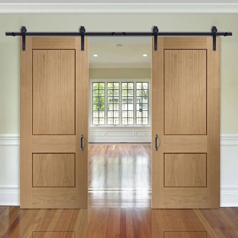 Thruslide Traditional Piacenza Oak 2P Flush Sliding Double Door  - Groove Design - Lifestyle Image.    #interiorslidingdoors #slidingoakdoors Sliding Double Door, Sliding Doors Internal, Double Sliding Door, Sliding Door Window Treatments, Wooden Sliding Doors, Internal Sliding Doors, Barn Style Sliding Doors, Sliding Door Track, Barn Door Designs