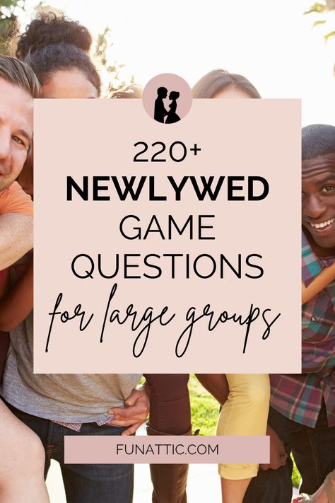 Try hosting a Newlywed Game Questions Party. It’s a simple and inexpensive way to get everyone together and keep them all laughing. Love And Marriage Game Questions, Marriage Ministry Icebreakers, Newly Wed Questions Game, Newlywed Game Questions For Friends, Marriage Games Questions, Marriage Conference Games, Marriage Ministry Games, Christian Wedding Games, Newlywed Game Questions For Church