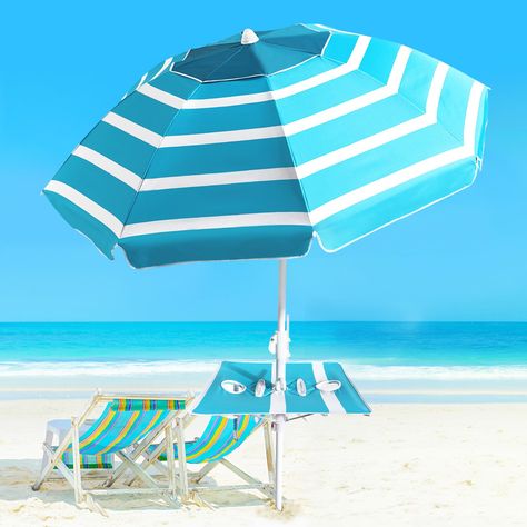 PRICES MAY VARY. 🌴UPGRADE DESIGN - Upgraded 25% Thicker Aluminum Tube, Upgraded Windproof & Stability: Resistant Strong Wind, Up to 7, durable and strong to last long. Each Beach Umbrella with a Foldable Table, you can put all your belongings on it, so don't worry about sand entering. 🌴SUN PROTECTION - The umbrella provides UPF 50+ sun proof and protect against 99% harmful rays while keeping you cool and comfortable.Under the umbrella, you will enjoy a 10°F cooler than under the sun. The umbre Patio Umbrella Stand, Large Umbrella, Dog Stroller, Shade Umbrellas, Cozy Dog Bed, Pet Gate, Palm Beach Gardens, Rocker Recliners, Outdoor Event