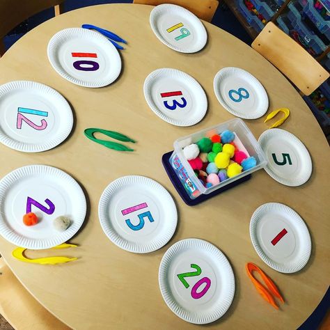 Kindergarten Math Tutoring, Number Game Preschool, Math Art Activities Preschool, Number Four Activities Preschool, 1 To 1 Correspondence Activities, Pre K Math Centers, Subitising Eyfs, Number Activity Preschool, Numeracy Preschool