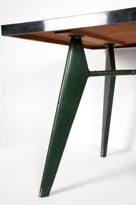 Jean Prouve Table, Jean Prouve Furniture, Desk Inspiration, House Furniture Design, Workplace Design, Creative Furniture, Occasional Table, Furniture Inspiration, Metal Furniture