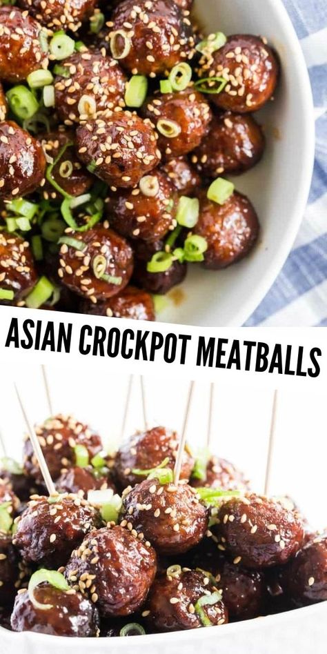 Crockpot Apps, Asian Crockpot, Crockpot Party Food, Crockpot Meatballs, Meatball Appetizer Recipe, Slow Cooker Asian, Meatball Recipes Crockpot, Asian Meatballs, Sweet Appetizer