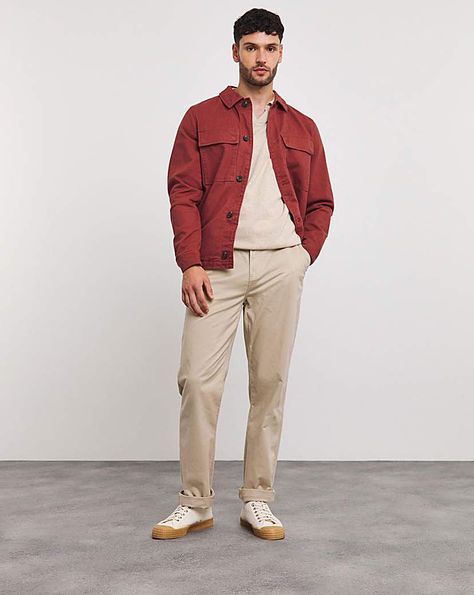 The Jacamo heavier twill shacket in red is a perfect transition piece for the season change over. Great for layering or wear alone over a classic white tee. Either way you'll be leaving the house in style. Jacamo Festival,Light Layers,Jacamo,Regular,Shacket,Everyday Basics,Jacamo Going Out,Men,Sale,Jacamo Promo,Jacamo Promo2 Mens Red Outfit, Red Outfit For Men, Shacket Outfit Men, Red Outfits For Men, Red Jacket Outfit Men, Mens Outfits Red, Classic Outfits Men, Winter Wear Men, Red Outfit Men