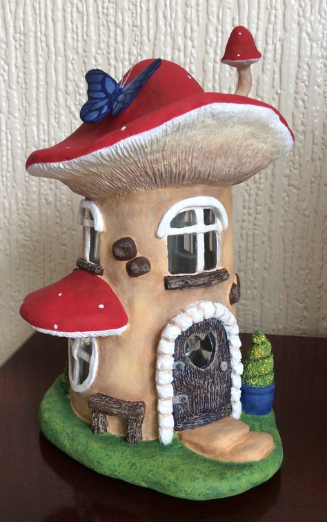 Air dry clay Clay Fairy House Diy, Air Dry Clay Fairy House, Air Dry Clay Fairy, Air Clay, Fairy House Crafts, Clay Fairy, Clay House, Clay Fairy House, Fairy House Diy