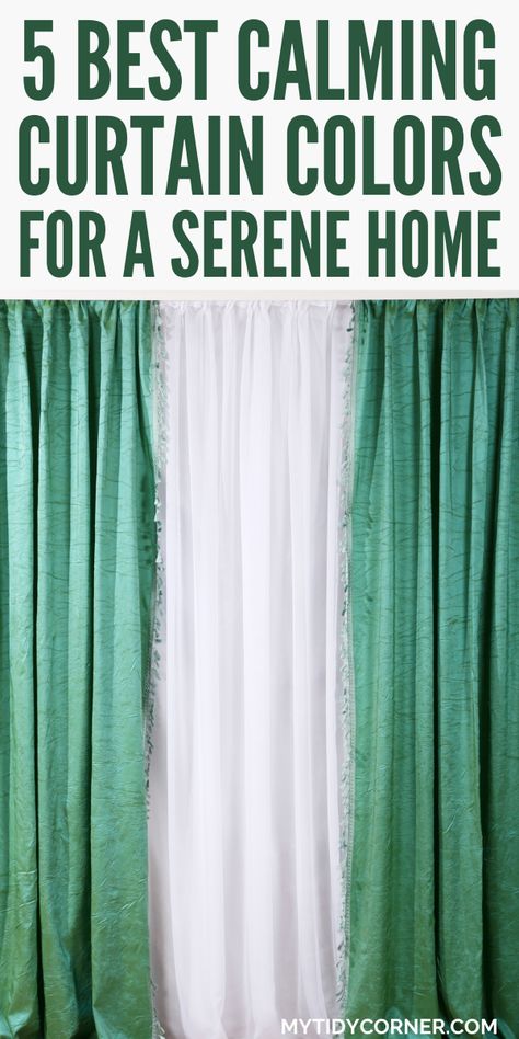 relaxing curtain colors Teal Living Room Curtain Ideas, Curtain Color Ideas Colour Schemes, Curtain Color Ideas, Neutral Drapes, Colors For Bedroom, Aqua Curtains, Curtain Colors, Taupe Curtains, Tranquil Home