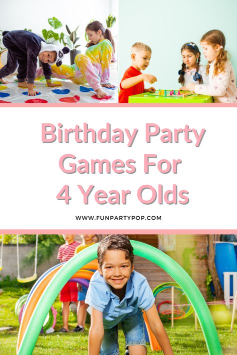 35+ Birthday Party Games for 4 Year Olds - Fun Party Pop Four Year Old Birthday Games, 4th Birthday Games, Four Year Old Birthday Party Activities, Birthday Party Games For Kids Indoor Age 5, Outdoor Birthday Activities For Kids, Four Year Old Birthday Activities, Party Games 4 Year, Kids Birthday Party Activities Outdoor, 5 Year Birthday Party Games