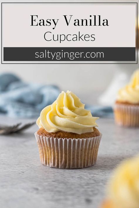 Vanilla cupcake with a swirl of vanilla buttercream frosting. Vanilla Cupcakes From Scratch, Best Cupcake Recipe, Best Vanilla Cupcakes, Easy Vanilla Cupcakes, Lavender Cupcakes, Fun Cupcake Recipes, Vanilla Buttercream Frosting, Black Color Hairstyles, Color Hairstyles