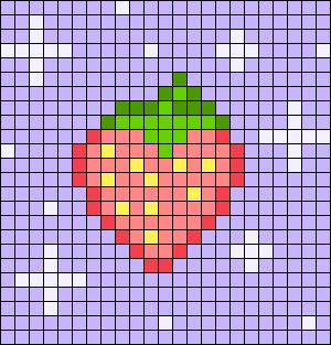 Alpha Patterns Strawberry, Strawberry Grid Pattern, Strawberry Alpha Pattern, Strawberry Overalls, Alpha Art, Stitch Bag, Drukarka 3d, Easy Perler Beads Ideas, Pixel Art Templates