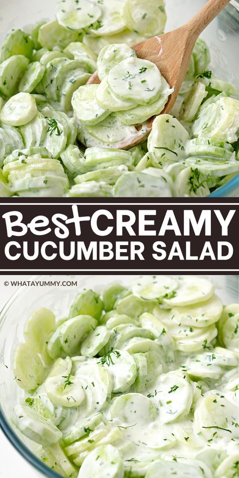 Summer Dessert Salad Recipes, Dinner Sides Easy Healthy, Best Cucumber Salad Recipes, Pasta Cucumber Salad, Food For Supper, My Pins Saved, Cucumber Salad With Mayo, Cucumber Dinner, Cucumber Ideas