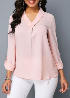 Three Quarter Sleeve Blouses, Light Pink Blouses, Cold Shoulder Lace, Trendy Tops For Women, Cold Shoulder Long Sleeve, Blouse Online, Solid Clothes, Trendy Clothes For Women, Pink Blouse