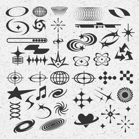 Y2k Drawing Doodles, Simple Y2k Tattoo Ideas, Small Y2k Drawings, Y2k Graphic Design Elements, Cute Y2k Doodles, Yk2 Symbols, Easy Shapes To Draw, Y2k Small Drawings, Y2k Designs To Draw