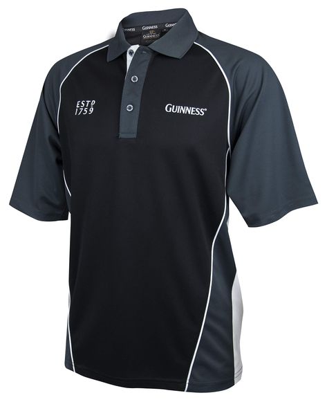 PRICES MAY VARY. 100% Polyester Button closure Tumble dry DESIGN MEETS PERFORMANCE | Made with 100% polyester, this Guinness ® Black and Grey Paneled Performance Golf Shirt was created with the fans and players in mind. With moisture wicking fabric, a 3-color tone design, and a 2-color placket detail with the Guinness ® branded buttons makes this shirt ideal for the spectator, player, or pub patron STYLE FIRST | Starting with the Guinness ® branded neck tape inside the collar, the subtle white p Alcohol Beverages, Sports Polo Shirts, Polo Shirt Design, White Paneling, Color Tone, Golf Shirt, Guinness, How To Look Classy, Golf Shirts