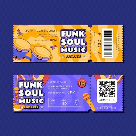 Ticket stub Vectors | Free download Ticket Graphic Design, Music Row, Ticket Stub, Ticket Design, Ticket Stubs, Vector Free Download, Concert Tickets, Free Download, Graphic Design