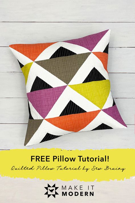 Modern Quilted Pillow Covers, Quilted Pillow Covers Free Pattern, Quilt Pillow Pattern, Sewing Pillow Patterns, Quilted Throw Pillow, Quilted Pillows, Patch Pillow, Quilted Pillow Covers, Modern Quilt Blocks