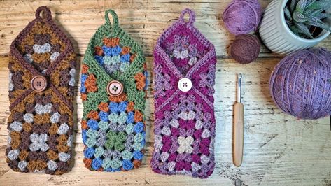 Crochet Granny Square Phone Case Tutorial Crochet Granny Square Phone Bag, Granny Square Sunglasses Case, Granny Square Eyeglass Case, Granny Square Phone Case, Granny Square Glasses Case, Crochet Phone Holder Pattern Free, Granny Square Phone Bag, Crochet Phone Case Pattern Free, Granny Square Crochet Projects