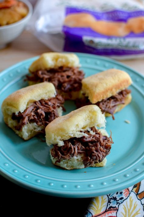 The BEST Pot Roast Sliders 3 pot roast sliders Roast Beef Sliders Crock Pot, Chuck Roast Sliders Crock Pot, Chuck Roast Sliders, Venison Roast Crockpot, Roast Sliders, Pot Roast Sliders, Chuck Roast Crock Pot Recipes, The Best Pot Roast, Sister Schubert