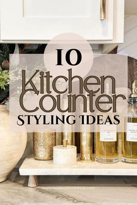 Kitchen Counter styles with beautiful oil dispensers Kitchen Styling Countertops Modern, Lamps On Kitchen Countertops, Minimalist Kitchen Counter, Minimal Kitchen Counter Decor, Kitchen Styling Countertops, Kitchen Counter Styling Ideas, Kitchen Counter Ideas, How To Decorate Kitchen Counters, Counter Styling