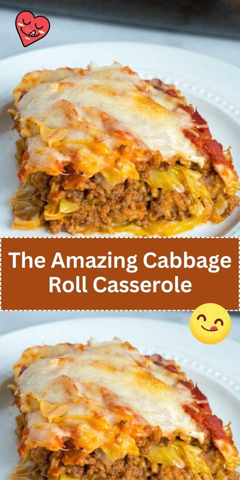 Enjoy all the flavors of traditional cabbage rolls with less work. This casserole layers cabbage, meat, and rice in a tangy tomato sauce, baked until bubbly and delicious. Lazy Cabbage Rolls, Easy Cabbage Rolls, Unstuffed Cabbage Rolls, Cabbage Roll Casserole, Unstuffed Cabbage, Cabbage Roll, Cabbage Rolls Recipe, Crush A, Stuffed Cabbage