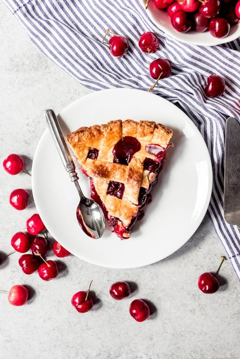 This easy Homemade Cherry Pie recipe is the best I've ever had.  It's made from scratch with an easy cherry pie filling using canned tart cherries, which means you can easily enjoy homemade cherry pie all year round. #pie #cherries #cherry #cherrypie #piefilling #dessert #spring #summer #Thanksgiving #crust #homemade #fromscratch #cannedcherries #tartcherries #sourcherries German Cherry Pie, Best Cherry Pie Recipe, Best Cherry Pie, Easy Cherry Pie, Dessert Spring, Popular Cakes, Homemade Cherry Pie, Pie Crust Shield, Magic Fox