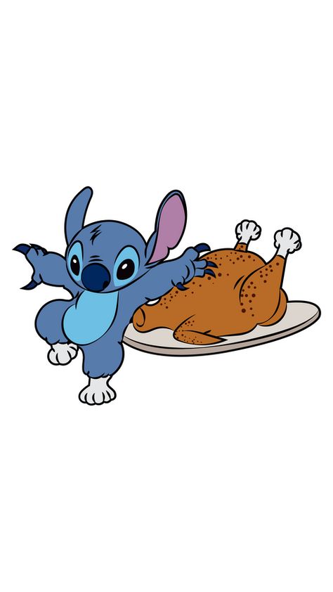 Did you think that Stitch doesn't like national holidays and doesn't celebrate them? You are mistaken because this blue alien loves it, especially Thanksgiving Day - when he can eat as much as he... Thanksgiving Stitch Disney, Stitch Thanksgiving Wallpaper, Thanksgiving Stitch Wallpaper, Thanksgiving Cartoon Aesthetic, Stitch Fall Wallpaper, Thanksgiving Stitch, Stitch Eating, November Wallpapers, Stitch Thanksgiving