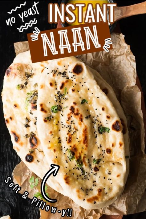 Garlic Naan Recipe No Yeast, Quick Naan Bread Recipe, Naan Bread Recipe No Yeast, Quick And Easy Flatbread Recipe, Naan Bread Recipe Easy, Naan Without Yeast, Indian Bread Naan, Naan Recipe Without Yeast, Naan At Home