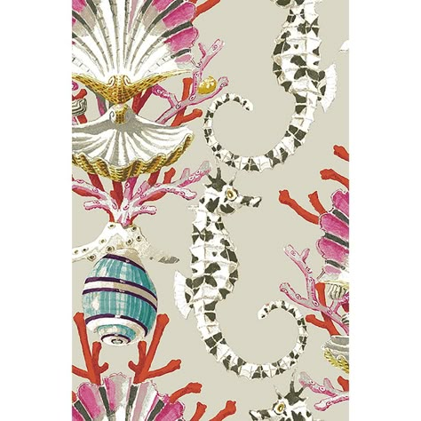 Harrison Howard 150120wr Mariner's Song Peel And Stick Wallpaper In Aquarium Sea Shells Wallpaper, Harrison Howard, Feather Wallpaper, Beachy Decor, Wall Covering, Wallpaper Samples, Textile Prints, Stick Wallpaper, Peel And Stick Wallpaper