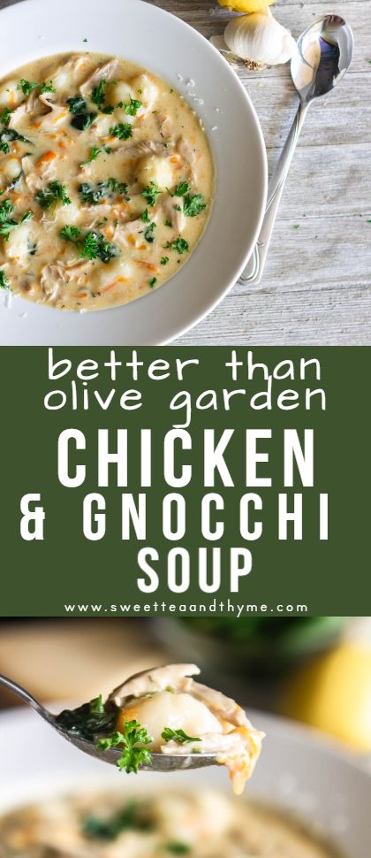 Fancy Sandwich, Olive Garden Chicken Gnocchi, Gnocchi Recipes Soup, Chicken Gnocchi Soup Olive Garden, Olive Garden Chicken, Dinner Soup, Recetas Puertorriqueñas, Resep Pasta, Thyme Recipes