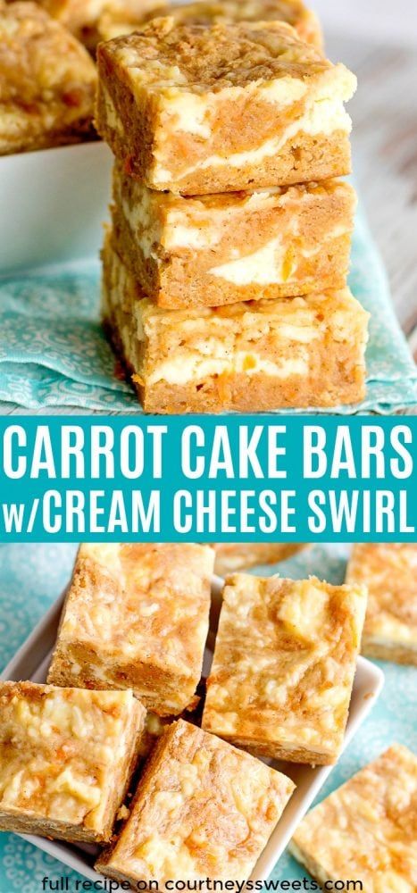 Layered Bars, Dessert For Easter, Carrot Cake Dessert, Cream Cheese Swirl, Bars With Cream Cheese, Carrot Cake Bars, Ketogenic Desserts, Queso Feta, Dessert Cake Recipes