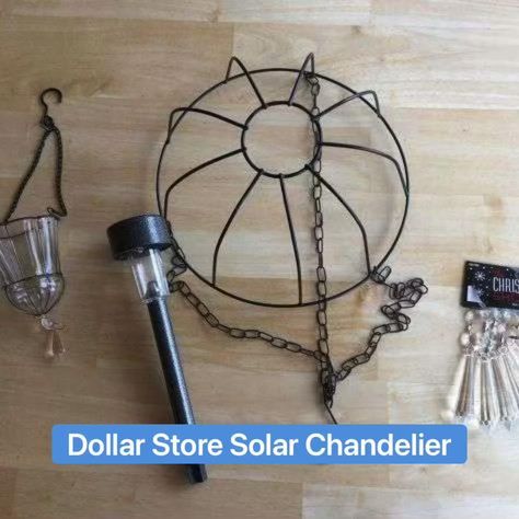 Solar Chandelier Diy, Tree Crystals, Solar Chandelier, Solar Lights Diy, Solar Light Crafts, Hanging Candle Holder, Hanging Candle, Diy Lampe, Outdoor Chandelier