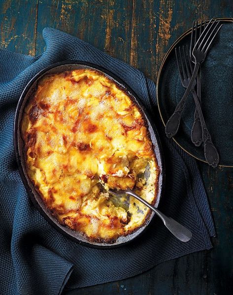 Tartiflette.  Salad and pickles are essential accompaniments, and charcuterie will turn it into a proper meal. | Delicious Magazine UK Tartiflette Recipe, Gratin Dish, Delicious Magazine, French Cooking, Potato Dishes, French Food, Ginger Beer, Potato Recipes, Savoury Food