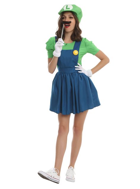 SUPER MARIO BROS. LUIGI DRESS COSTUME Mario Dress, Luigi Costume, Mario Y Luigi, Mario Bros., Oh Yeah, Dress Costume, One Piece Dress, Women's Costumes, Diy Costumes