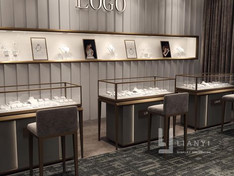 Jewellery Store Design Interior, High End Jewelry Store, Luxury Jewelry Display Store Design, Jwellary Shop Interior Design Luxury, Watch Shop Interior Store Design, Modern Jewelry Store Interior, Luxury Jewelry Store Interior, Small Jewelry Shop Interior Design, Luxury Store Design