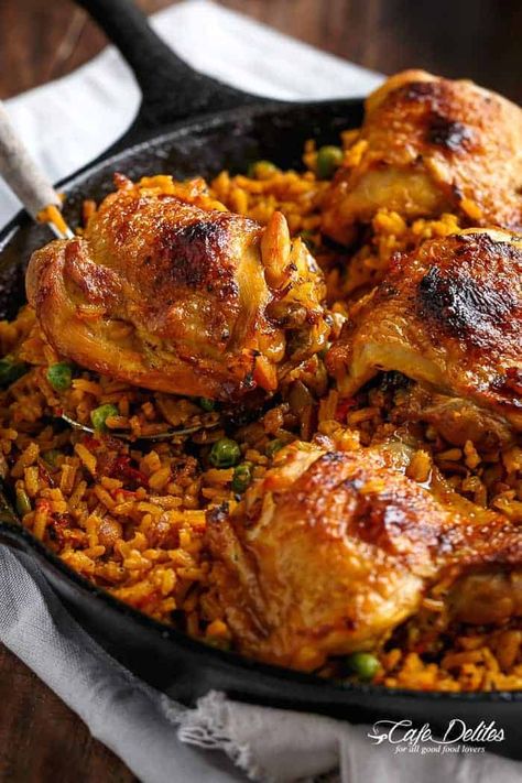 Spanish Chicken And Rice, Man Meals, Rice Spanish, Pollo Recipe, Food Vibes, Spanish Chicken, Easy Chicken And Rice, Cafe Delites, Arroz Frito