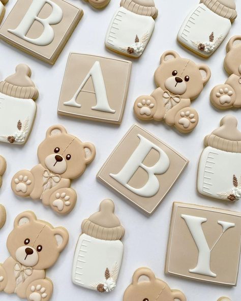 Teddy Bear Baby Shower Cookies!!🤍🧸 This theme has been so popular and I am loving it! How cute are these little teddy bear cookies?!… | Instagram Teddy Bear Baby Shower Cookies, Bear Baby Shower Cookies, Baby Shower Oso, Teddy Bear Baby Shower Theme, Baby Shower Themes Neutral, Gateau Baby Shower, Teddy Bear Cookies, Bear Baby Shower Theme, Baby Shower Dessert Table