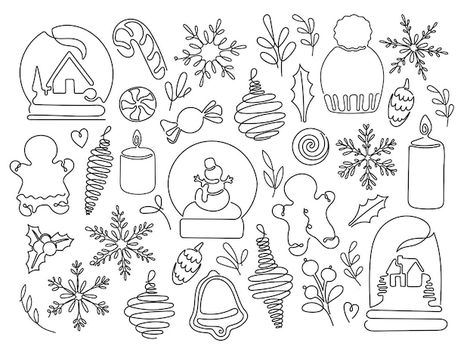 Christmas Line Drawings, Christmas Line Art, Line Art Christmas, Coming Home For Christmas, Custom Wax Stamp, Vector Line Art, Christmas Graphic Design, Christmas Coloring Sheets, Christmas Tattoo