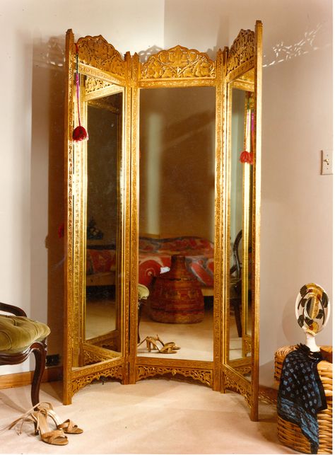 Bombay Dressing Screen Mirror | Carvers' Guild Small Dressing Rooms, Closet Mirror, Dressing Screen, Glamour Home, Ornate Mirror, Dressing Mirror, Room Closet, Beautiful Mirrors, Dressing Room Design