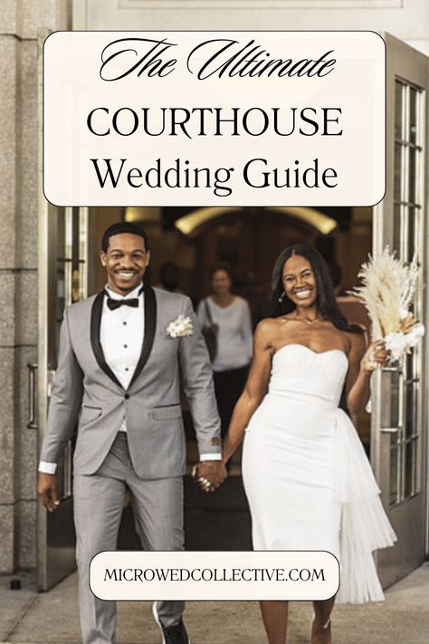 Have you been thinking about a courthouse wedding? They're not just for rushed marriages anymore. You can totally make it your own special event while saving time, money, and stress. See how hundreds of couples have pulled this off in our comprehensive courthouse wedding guide!  Photo: Gracie May Photography  #courthousewedding #courthouseweddingphotographer #courthouseweddingideas Courthouse Wedding Timeline, October Courthouse Wedding, Fun Courthouse Wedding Photos, What To Wear To A Courthouse Wedding, Winter Elopement Photos, Florida Courthouse Wedding, Wedding Courthouse Photos, Small Private Wedding Ideas, Houston Courthouse Wedding