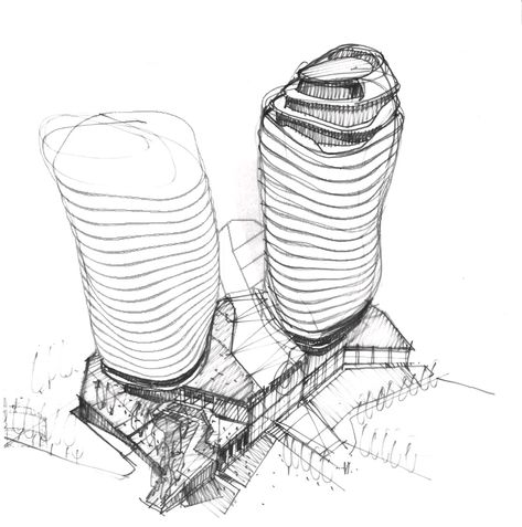 Concept Skyscraper, Form Development, Fasad Design, Mixed Use Development, Hotel Concept, Mall Design, Architecture Design Sketch, Architecture Design Drawing, Skyscraper Architecture