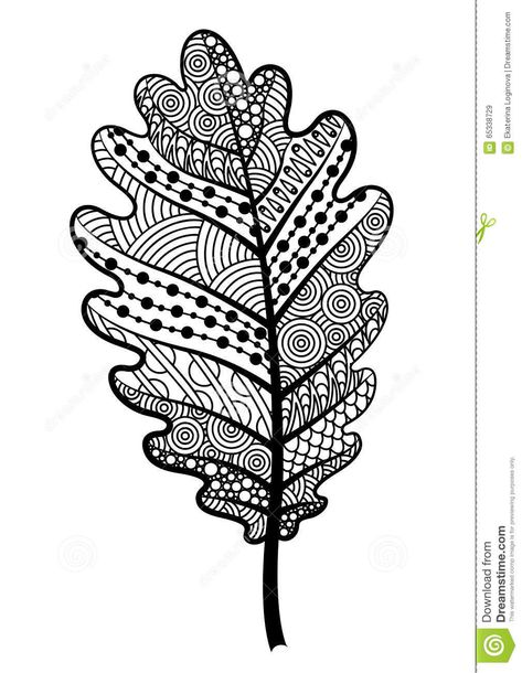 Zentangle - black and white oak leaf. Vector illustration. #vectorart #vectorillustration #graphicdesign Karpet Perca, Zentangle Kunst, Black And White Leaves, Zentangle Drawings, Mandala Design Art, White Leaf, Sgraffito, Zentangle Art, Mandala Drawing