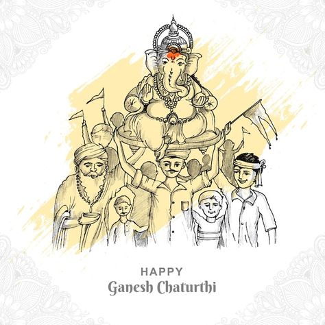 Hand draw sketch lord ganesh chaturthi b... | Free Vector #Freepik #freevector #janmashtami #happy-janmashtami #janmashtami-background #krishna-janmashtami Ganesh Chaturthi Drawing Ideas Beautiful, Ganesh Utsav Drawing, Ganesh Chaturthi Sketch, Ganpati Festival Drawing, Ganesh Chaturthi Illustration, Janmashtami Illustration, Janmashtami Background, Ganesh Chaturthi Drawing, Anant Chaturdashi