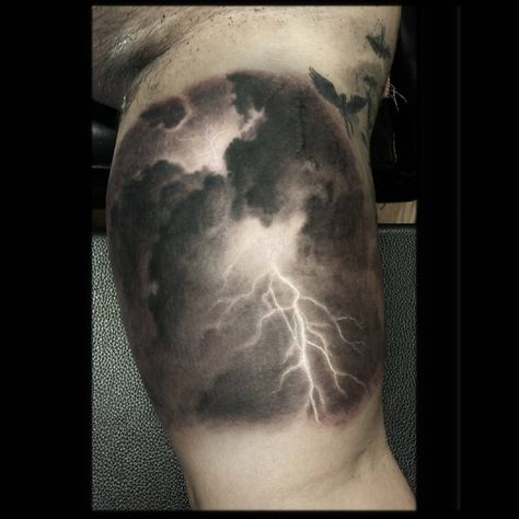 Storm Tattoos, Storm Cloud Tattoo, Blitz Tattoo, Cloud Tattoo Sleeve, Cloud Tattoo Design, Dark Skin Tattoo, Storm Tattoo, Lightning Tattoo, Zeus Tattoo