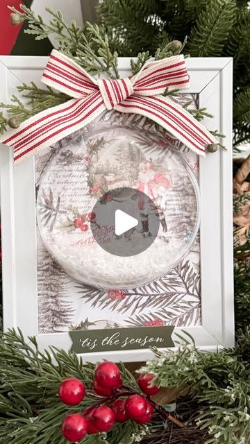 Jennifer Dempsey on Instagram: "It’s time for another NEW Christmas in July craft!

Today I’m sharing this darling snow globe! I love making these! I’m sharing several variations throughout the years. There is something so nostalgic about a snow globe. 

If you want to make one of these too comment SNOW GLOBE and I’ll send you the supply list. And don’t forget to SAVE for later! 
.
.
#christmasinjuly #christmas #christmasdecor #hobbylobbychristmas #christmasdiy #snowglobe #crafts #crafting #christmasideas #christmasinspo #christmas2024" Snow Globe Wreath, Snow Globe Picture Craft, Snow Globe Ornaments Diy With Picture, Christmas Craft Videos Diy, Picture Frame Christmas Crafts, Christmas Scrapbook Paper Crafts, Christmas Bauble Ideas, Hoop Christmas Decorations, Snow Globe Picture