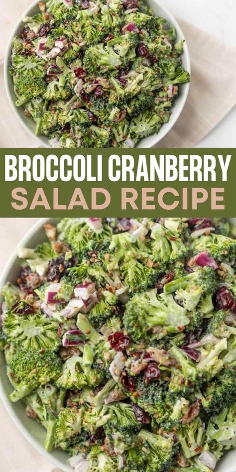 Broccoli Salad Healthy, Broccoli Cranberry Salad Recipes, Broccoli Cranberry Salad, Christmas Recipes Dinner Main Courses, Best Broccoli Salad, Tempting Food, Broccoli Salad With Cranberries, Salad Broccoli, Cranberry Salad Recipes