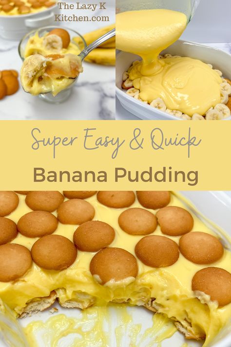 This super easy & quick Banana Pudding is sure to be a hit at your next family gathering! Whether it's Thanksgiving or Christmas, this is sure to be a crowd pleaser dessert! Small Banana Pudding Recipe, Banana Pudding Recipe Easy, Quick Banana Pudding, Paula Deen Banana Pudding Recipe, Dessert For Family, Banana Pudding Ingredients, Easy Banana Pudding Recipe, Easy Dessert Idea, Lazy Cooking