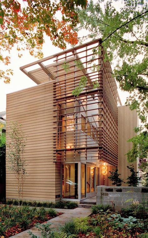 urban house of wood and glass 1 - Trendir Urban Home Design, Fasad Design, Exterior Cladding, Design Exterior, Architecture Exterior, Exterior Siding, Modern Exterior, Architectural Inspiration, Residential Architecture