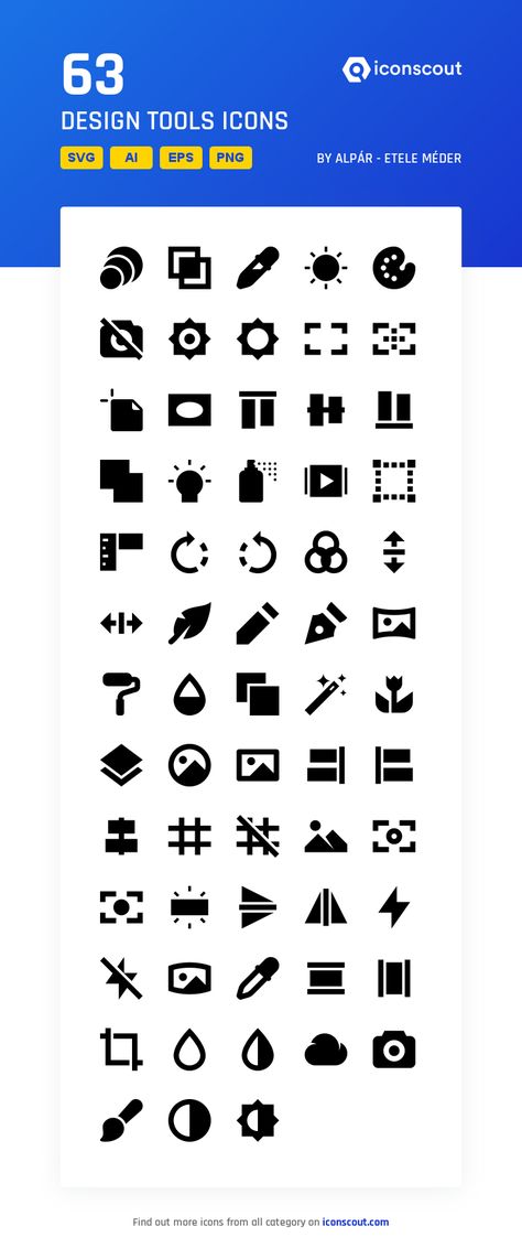 Design Tools  Icon Pack - 63 Glyph Icons Glyph Icon, Design Tools, Adobe Xd, More Icon, Icon Pack, Glyphs, Design Development, After Effects, Icon Set