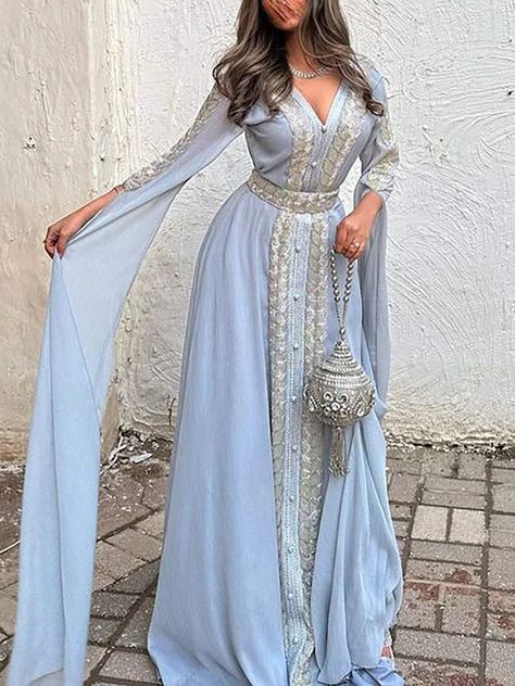 Arabic Outfits For Women, Arabic Outfits, Arab Clothes, Arab Dresses, Plus Size Gown, Moroccan Dresses, Arabic Fashion, Moroccan Kaftan Dress, Arab Dress