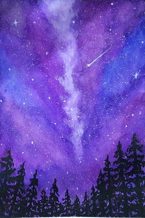 Milky way 
Shooting stars 
Galaxy 
Starry night Night View Painting Easy, Galaxy Watercolor Painting, Write Inspiration, Galaxy Art Painting, Galaxy Painting Acrylic, Easy Watercolor Painting Ideas, Galaxy Drawings, Easy Watercolor Painting, Water Paintings