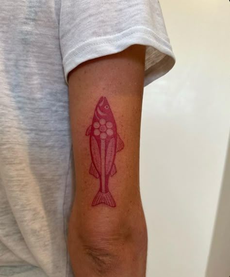 Red Tattoo Ideas, Funky Tattoos, Red Tattoo, Fish Tattoo, Dainty Tattoos, Subtle Tattoos, Time Tattoos, Little Tattoos, Simplistic Tattoos