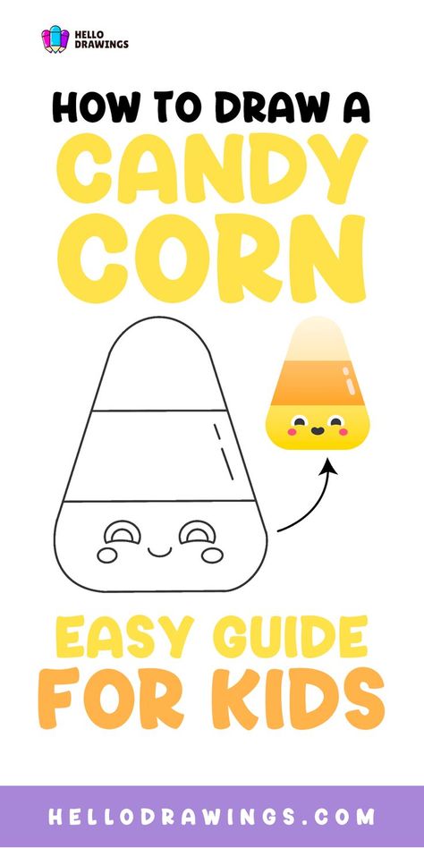 How to Draw a Candy Corn | Step by Step Guide for Kids Corn Drawing Easy, Candy Corn Drawing, Corn Drawing, Easy Halloween Decorations, Classic Halloween, Sweet Food, Craft Night, Food Drawing, Drawing Skills